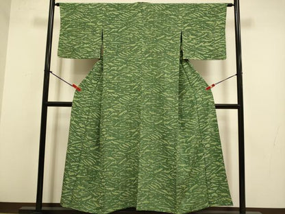 平和屋着物▽上質な小紋　単衣　ろうけつ染め　抽象文様　正絹　逸品　DABJ3767du