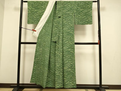 平和屋着物▽上質な小紋　単衣　ろうけつ染め　抽象文様　正絹　逸品　DABJ3767du