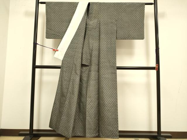 平和屋着物▽上質な紬　単衣　蜀江文　正絹　逸品　DABJ3770du