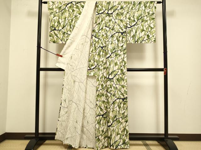 平和屋着物▽上質な小紋　単衣　抽象文様　正絹　逸品　DABJ3771du