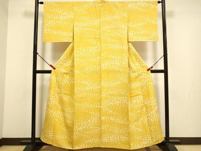 平和屋着物▽上質な小紋　単衣　紬地　抽象文様　正絹　逸品　DABJ3780du