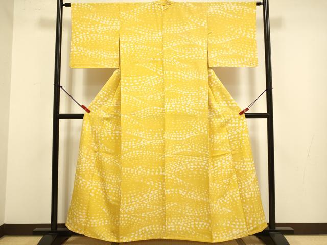 平和屋着物▽上質な小紋　単衣　紬地　抽象文様　正絹　逸品　DABJ3780du