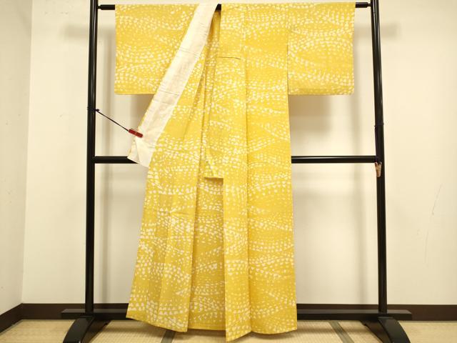 平和屋着物▽上質な小紋　単衣　紬地　抽象文様　正絹　逸品　DABJ3780du