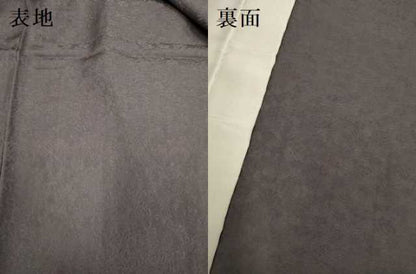 平和屋着物▽上質な色無地　単衣　草花地紋　チャコールグレイ色　正絹　逸品　未使用　DABJ3782du