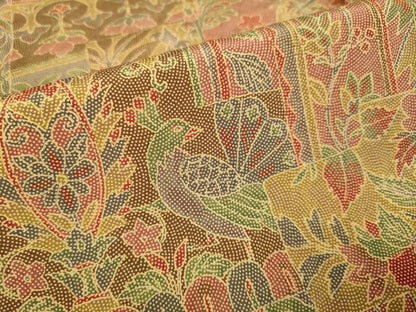 平和屋着物▽本場染大島紬　単衣　鳥獣花文　正絹　逸品　DABJ3783du