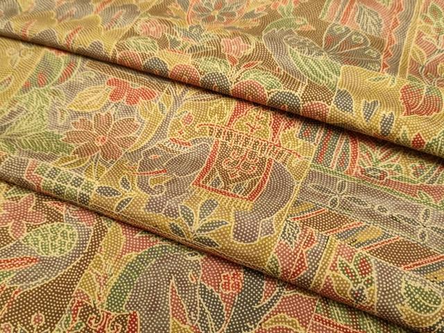 平和屋着物▽本場染大島紬　単衣　鳥獣花文　正絹　逸品　DABJ3783du