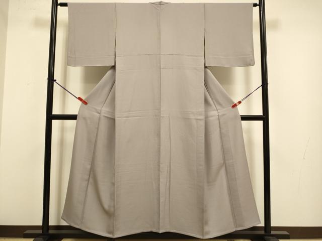 平和屋着物▽上質な色無地　単衣　鳩羽鼠色　正絹　逸品　DABJ3788du