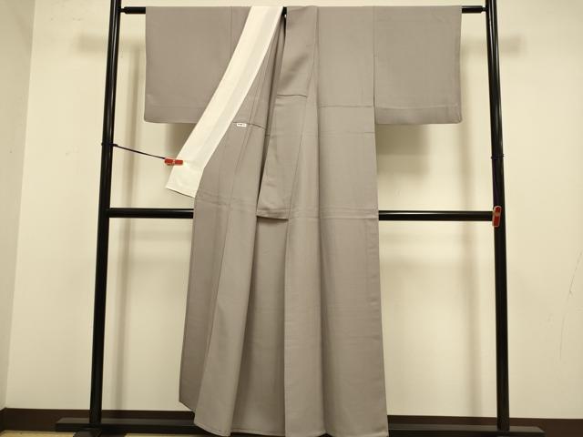 平和屋着物▽上質な色無地　単衣　鳩羽鼠色　正絹　逸品　DABJ3788du