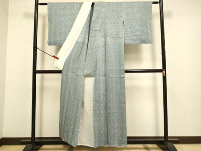 平和屋着物▽名門　藤娘きぬたや・総絞り　杢目絞り　小紋　単衣　正絹　逸品　未使用　DABJ3790du