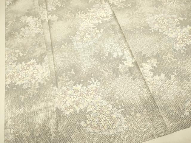 平和屋着物▽本場大島紬　白大島　単衣　9マルキ　草花文　さが美扱い　正絹　逸品　DABJ3791du