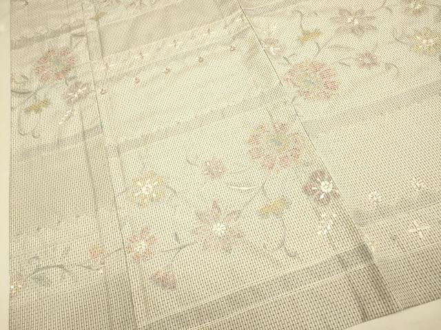 平和屋着物▽中国三大刺繍　スワトウ刺繍　汕頭刺繍　総刺繍　本場縞大島紬　単衣　横段花文　正絹　逸品　DABJ3792du