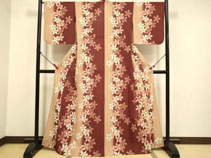 平和屋着物＊夏物　小紋　紗　舞桜間道　さんび謹製　洗える着物　DABJ3794du