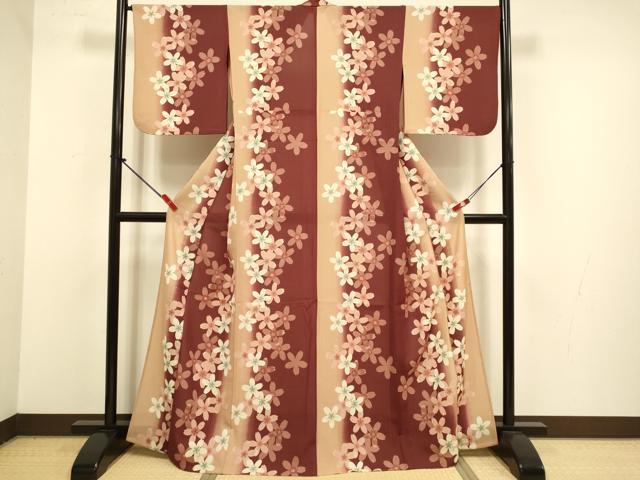 平和屋着物＊夏物　小紋　紗　舞桜間道　さんび謹製　洗える着物　DABJ3794du