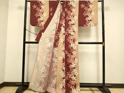 平和屋着物＊夏物　小紋　紗　舞桜間道　さんび謹製　洗える着物　DABJ3794du