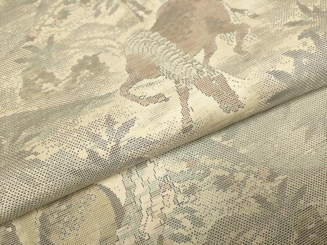 平和屋着物▽本場大島紬　白大島　単衣　9マルキ　馬　さが美扱い　正絹　逸品　DABJ3795du