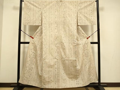 平和屋着物▽ぜんまい紬　単衣　間道　正絹　逸品　DABJ3805du
