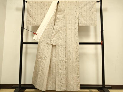 平和屋着物▽ぜんまい紬　単衣　間道　正絹　逸品　DABJ3805du