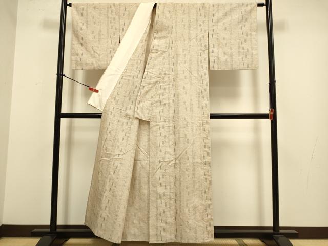 平和屋着物▽ぜんまい紬　単衣　間道　正絹　逸品　DABJ3805du