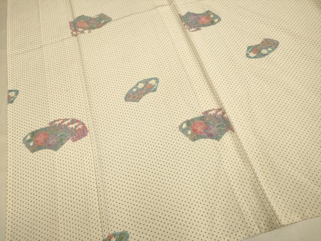 平和屋着物▽上質な小紋　単衣　地紙重ね花文　金彩　正絹　逸品　DABJ3809du