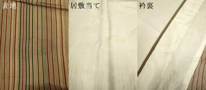 平和屋着物▽上質な小紋　単衣　縞　正絹　逸品　DABJ3813du