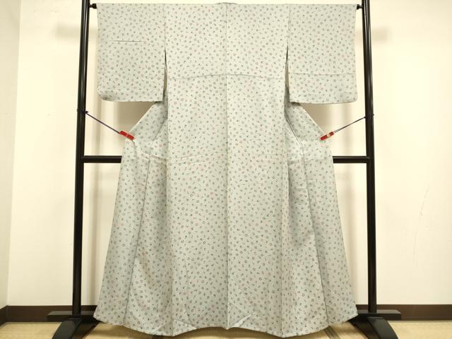 平和屋着物▽上質な小紋　単衣　草花文　正絹　逸品　DABJ3824du