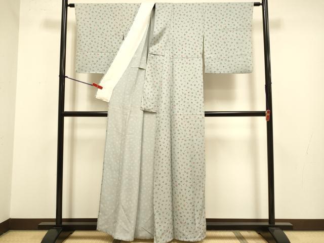 平和屋着物▽上質な小紋　単衣　草花文　正絹　逸品　DABJ3824du