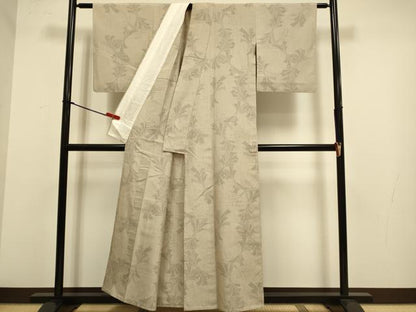 平和屋着物▽結城紬　単衣　100亀甲　束ね熨斗文　飛び亀甲柄　正絹　逸品　DABJ3835du