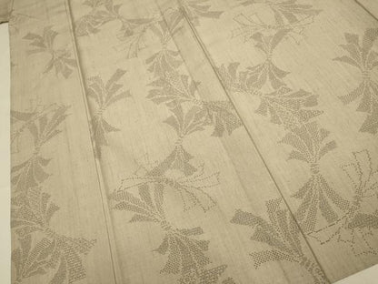 平和屋着物▽結城紬　単衣　100亀甲　束ね熨斗文　飛び亀甲柄　正絹　逸品　DABJ3835du