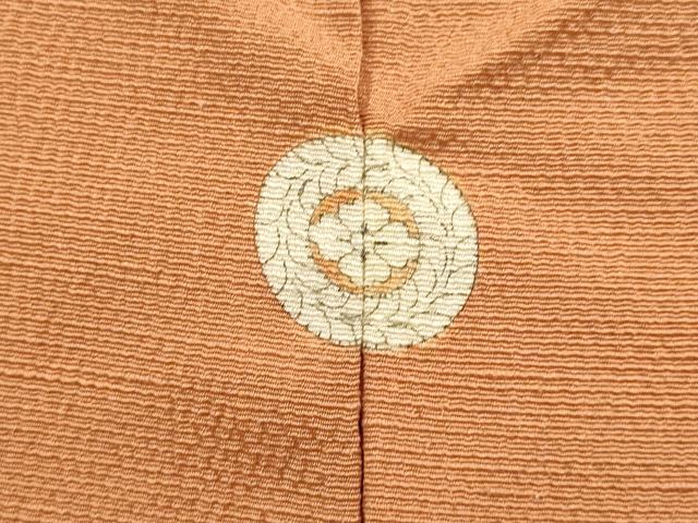 平和屋着物▽上質な色無地　単衣　土器色　お召縮緬　正絹　逸品　DABJ3839du