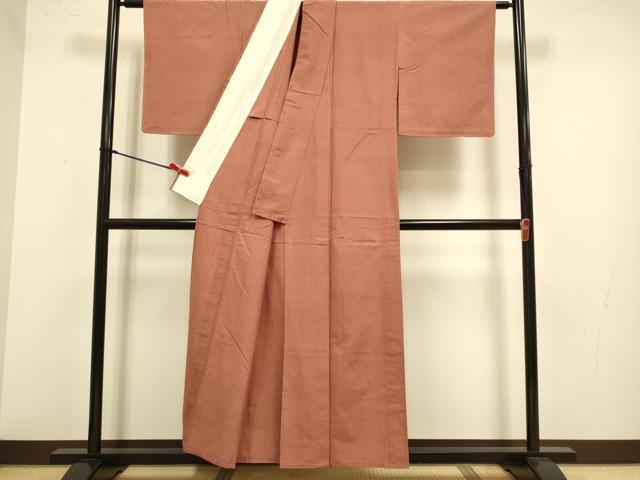 平和屋着物▽結城紬　単衣　茶色　正絹　逸品　DABJ3840du