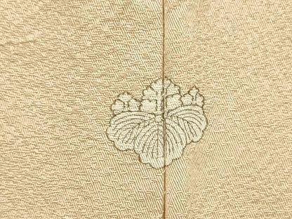 平和屋着物▽上質な色無地　単衣　吹き寄せ地紋　雄黄色　正絹　逸品　DABJ3845du