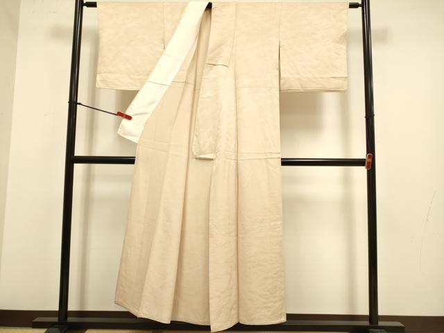 平和屋着物▽上質な色無地　単衣　吹き寄せ地紋　雄黄色　正絹　逸品　DABJ3845du