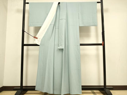 平和屋着物▽ファッションデザイナー 花井幸子監修　色無地　単衣　薄雲鼠色　正絹　逸品　DABJ3846du