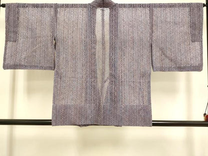 平和屋着物▽道中着　スリーシーズン　春夏秋　塵除け　本場奄美大島本金箔二重織泥染　間道　証紙付き　正絹　逸品　DABJ3849du