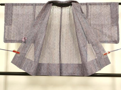 平和屋着物▽道中着　スリーシーズン　春夏秋　塵除け　本場奄美大島本金箔二重織泥染　間道　証紙付き　正絹　逸品　DABJ3849du