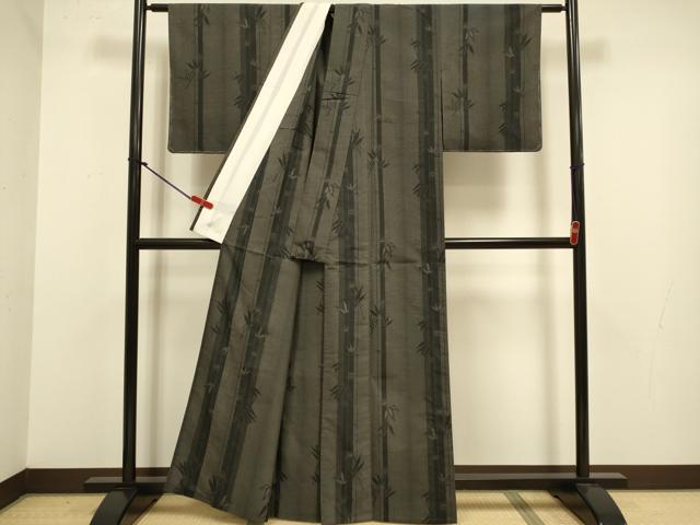 平和屋着物▽大島紬　単衣　笹竹間道　証紙付き　正絹　逸品　未使用　DABJ3853du
