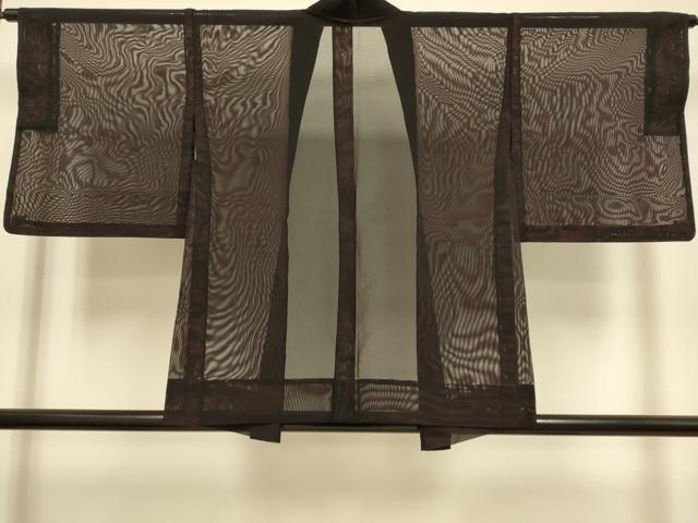 平和屋着物▽羽織　スリーシーズン　春夏秋　塵除け　黒地　正絹　逸品　DABJ3858du