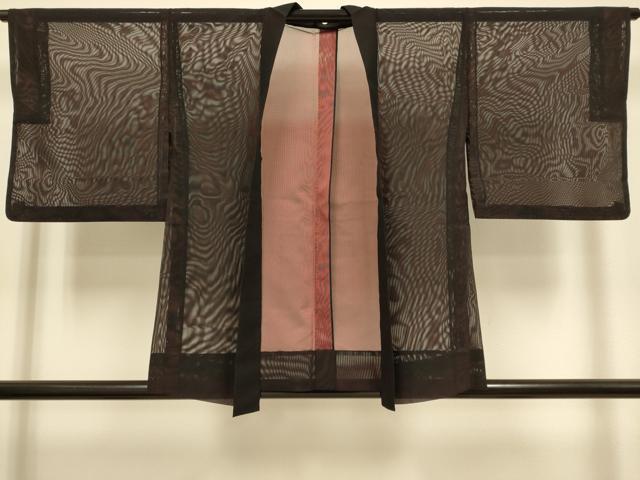 平和屋着物▽羽織　スリーシーズン　春夏秋　塵除け　黒地　正絹　逸品　DABJ3858du