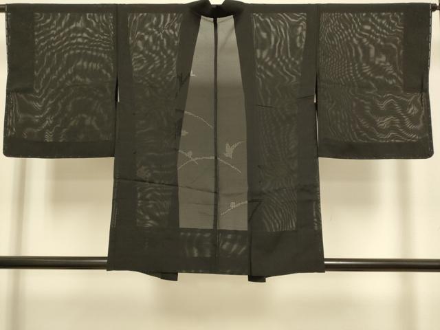 平和屋着物▽羽織　スリーシーズン　春夏秋　塵除け　楓文　黒地　正絹　逸品　未使用　DABJ3859du