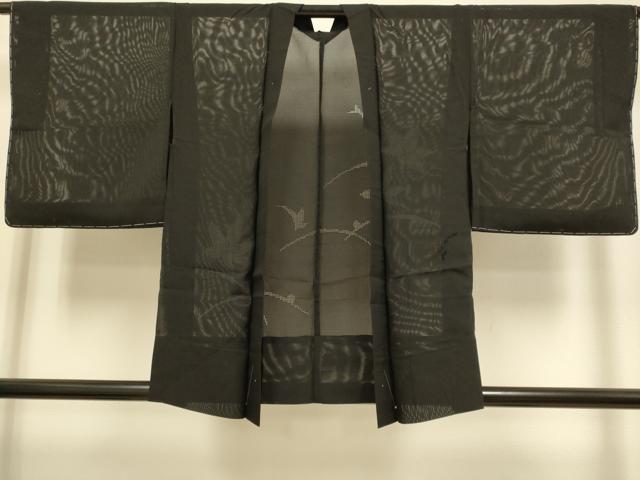 平和屋着物▽羽織　スリーシーズン　春夏秋　塵除け　楓文　黒地　正絹　逸品　未使用　DABJ3859du