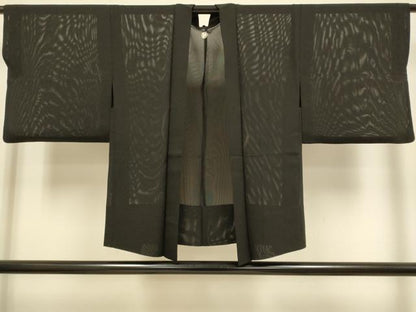 平和屋着物▽羽織　スリーシーズン　春夏秋　塵除け　黒地　正絹　逸品　DABJ3860du