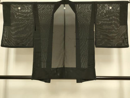 平和屋着物▽羽織　スリーシーズン　春夏秋　塵除け　黒地　正絹　逸品　DABJ3861du