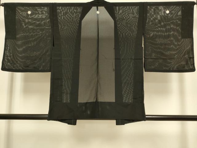 平和屋着物▽羽織　スリーシーズン　春夏秋　塵除け　黒地　正絹　逸品　DABJ3861du