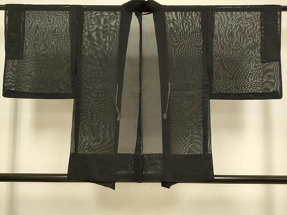 平和屋着物▽羽織　スリーシーズン　春夏秋　塵除け　黒地　正絹　逸品　DABJ3863du