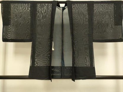 平和屋着物▽羽織　スリーシーズン　春夏秋　塵除け　黒地　正絹　逸品　DABJ3863du