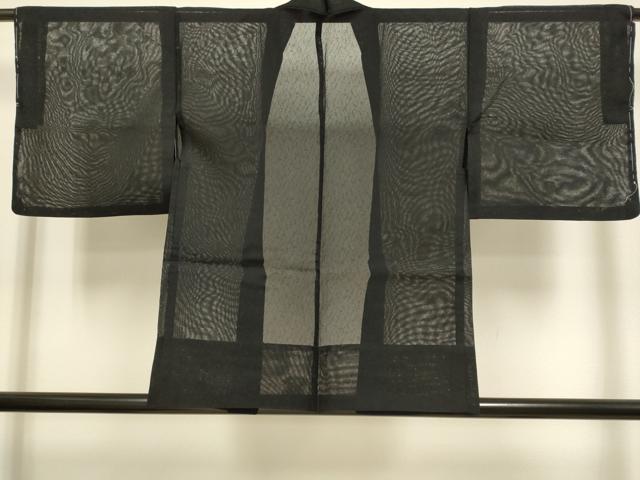 平和屋着物▽羽織　スリーシーズン　春夏秋　塵除け　霞文　黒地　未使用　DABJ3865du