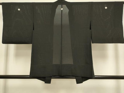 平和屋着物▽羽織　スリーシーズン　春夏秋　塵除け　黒地　正絹　逸品　DABJ3866du