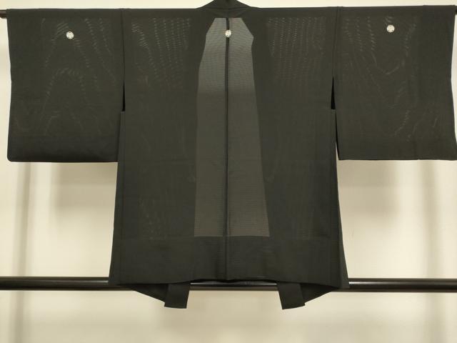 平和屋着物▽羽織　スリーシーズン　春夏秋　塵除け　黒地　正絹　逸品　DABJ3866du