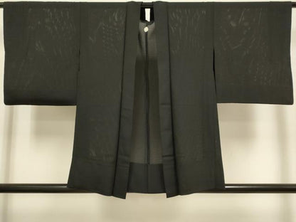 平和屋着物▽羽織　スリーシーズン　春夏秋　塵除け　黒地　正絹　逸品　DABJ3866du