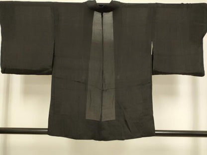 平和屋着物▽羽織　スリーシーズン　春夏秋　塵除け　黒地　正絹　逸品　DABJ3869du